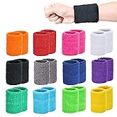 24 Pieces Sports Wristbands Wrist Sweatbands, Colorful Sweat Bands for Teams, Soft Cotton Stretchy Wrist Bands for Gym, Working Out, Tennis, Gymnastics, Basketball, Running