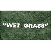 Wet Grass 20x32in Tufted Area Rug Hypebeast Room Decor Artistic Carpet | Indoor green pad with white text for sneaker closets, college dorms, garage mudrooms, bedside and gaming desks.