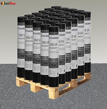 Schweißbahn V60 S4 beschiefert 30 x 5 m² GRAU - 1 Palette Bitumenbahn Dachbahn Dachpappe