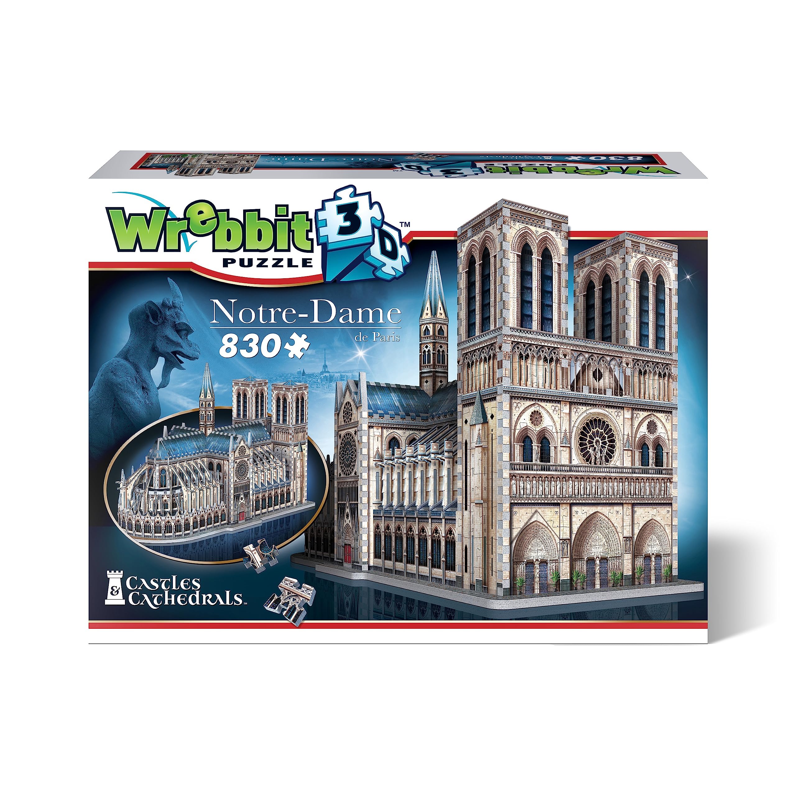 Wrebbit, Notre-Dame de Paris (830-Piece), 3D Jigsaw Puzzle, Ages 14+, 1+ Players