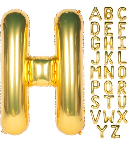 Ballon Lettre Doré Géant A 101 Cm - Idéal Pour Anniversaire, Mariage, Baby Shower, Décoration à L'hélium Ou à L'air - 5