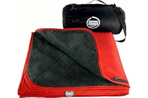 DOWN UNDER OUTDOORS Large Waterproof Windproof Extra Thick 350 GSM Quilted Fleece Stadium Blanket