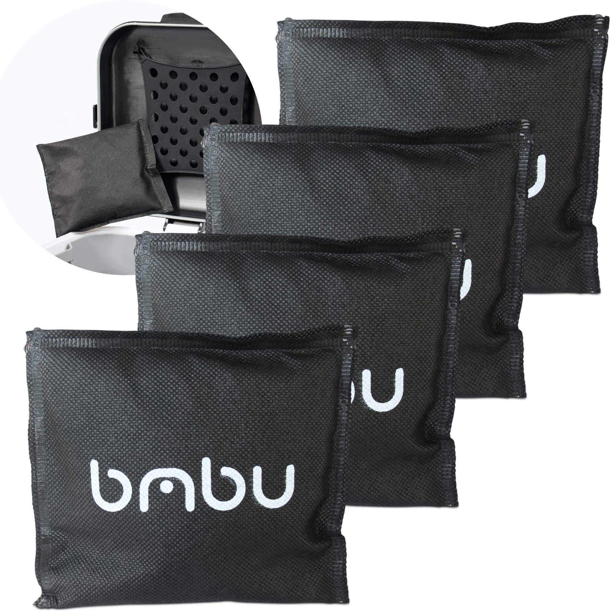 Bamboo Charcoal Deodorizer Bag for Litter Disposal Box/Diaper Pails (4 Pack) - Replacement Inserts for PetFushion Portable Cat Litter Disposal - Absorb and Eliminate Odors/Smells