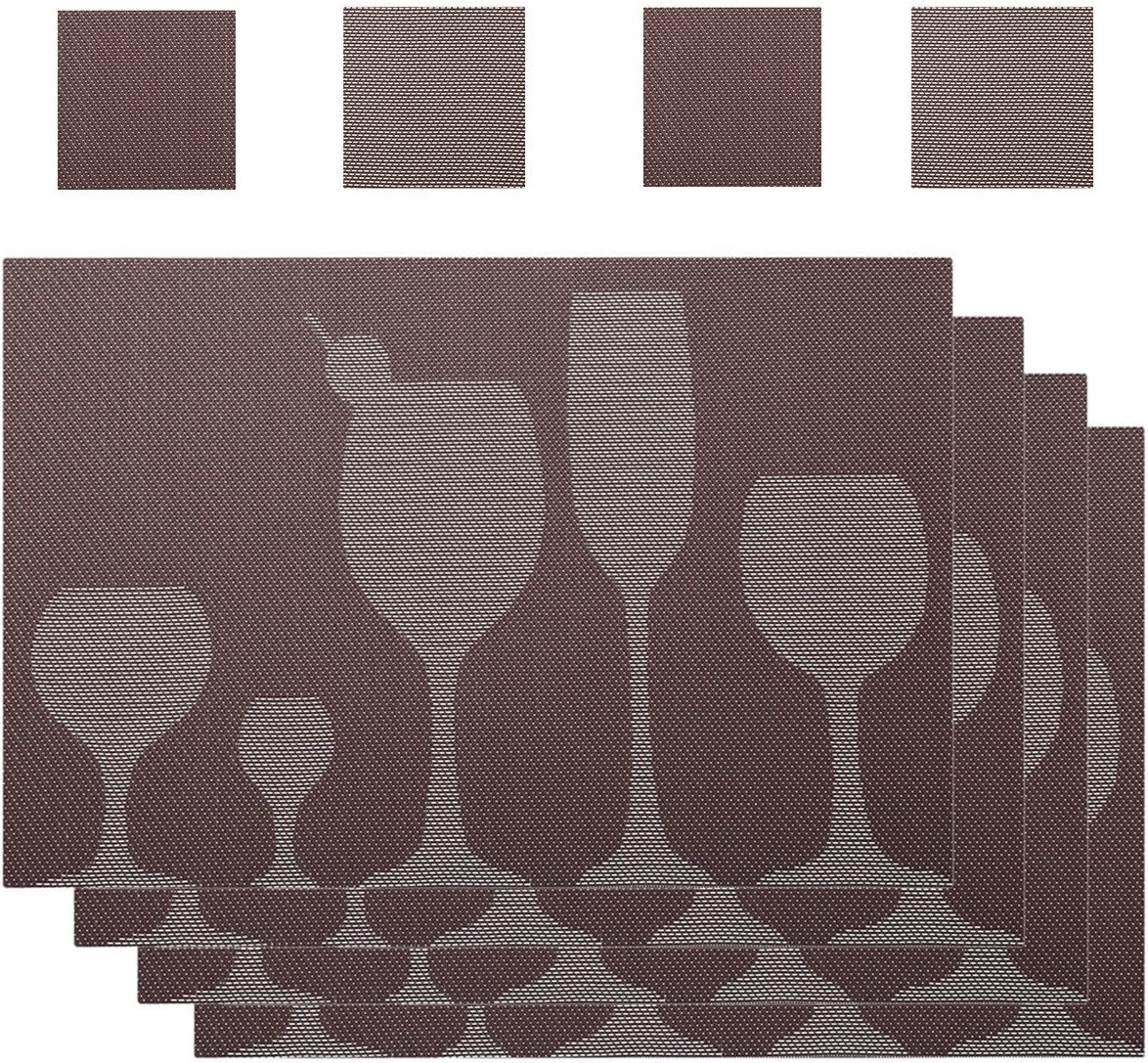 mookaitedecor PVC Placemats Set of 4 & Coasters Set of 4, Heat Resistant Table Mats Non-slip Washable for Dining Home Kitchen - Image 4
