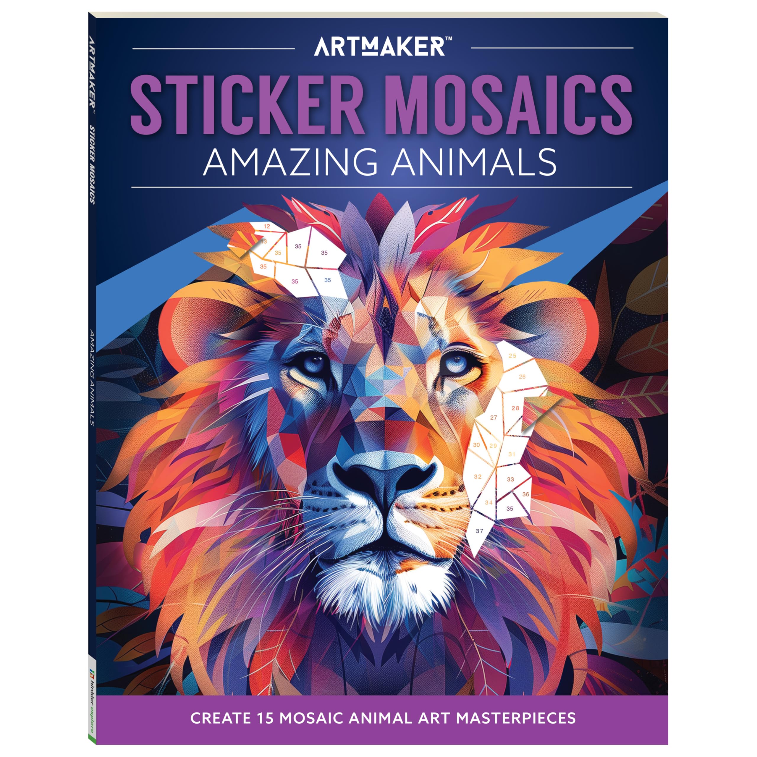 Hinkler Art Maker Sticker Mosaic Amazing Animals - Painting by Sticker - Adult Sticker Book - Animal Sticker Book for Adults - Puzzle Books for Adults