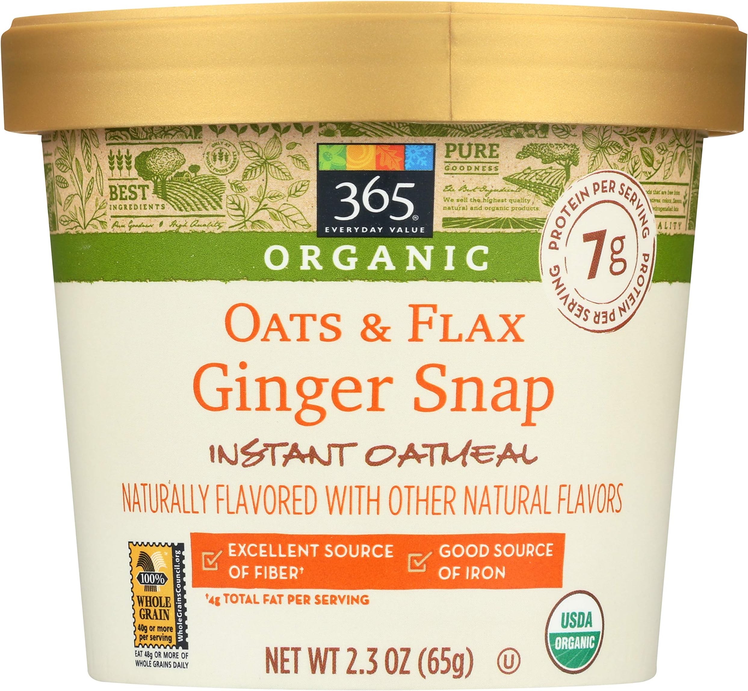365 Everyday Value, Organic Oats & Flax Ginger Snap Instant Oatmeal, 2.3 Ounce