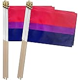 TSMD Bisexual Bi Pride Stick Flag Small Mini LGBT Hand Held Flags,5x8 Inch,12 Pack