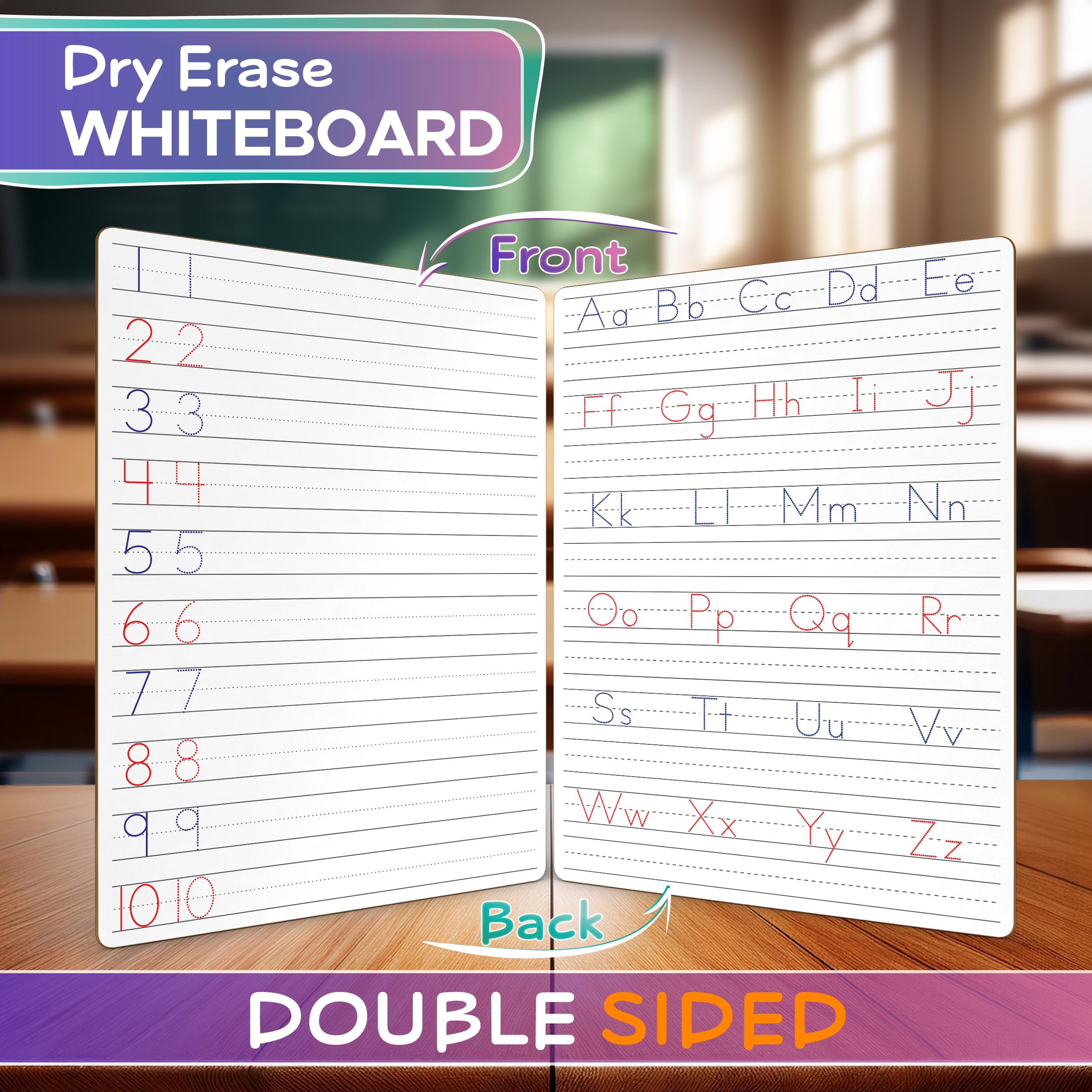 Scribbledo Dry Erase Handwriting Practice for Kids 9 x 12 inch Alphabet Tracing Board Whiteboard Letter Tracing for Kids Ages 3-5 Write and Wipe Alphabet Practice Cards Letters Writing Board