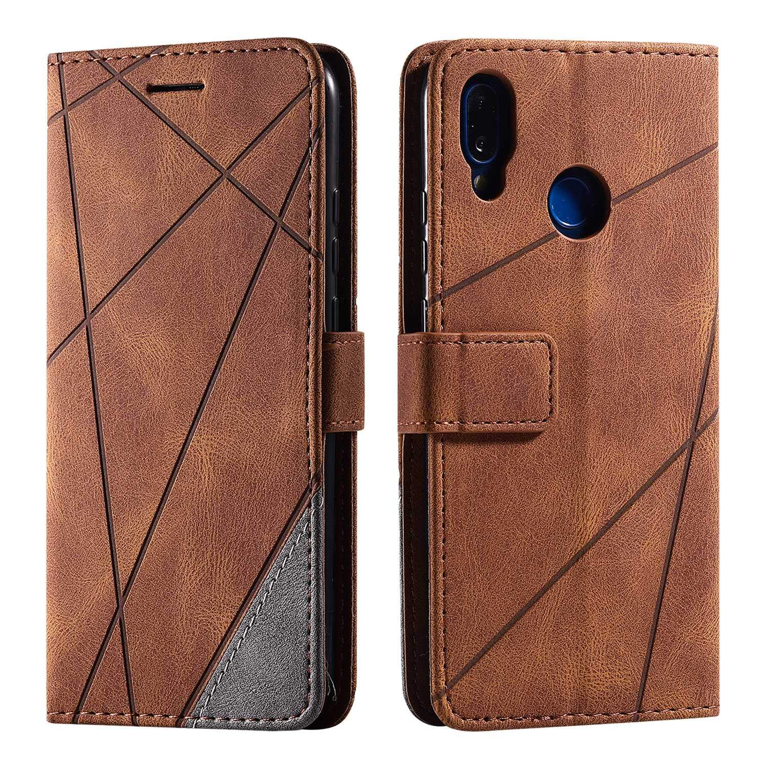 SONWO Case for Huawei P20 Lite Case, Premium Leather Flip Wallet Case Magnetic Closure Card Slots Kickstand Phone Case for Huawei P20 Lite, Brown
