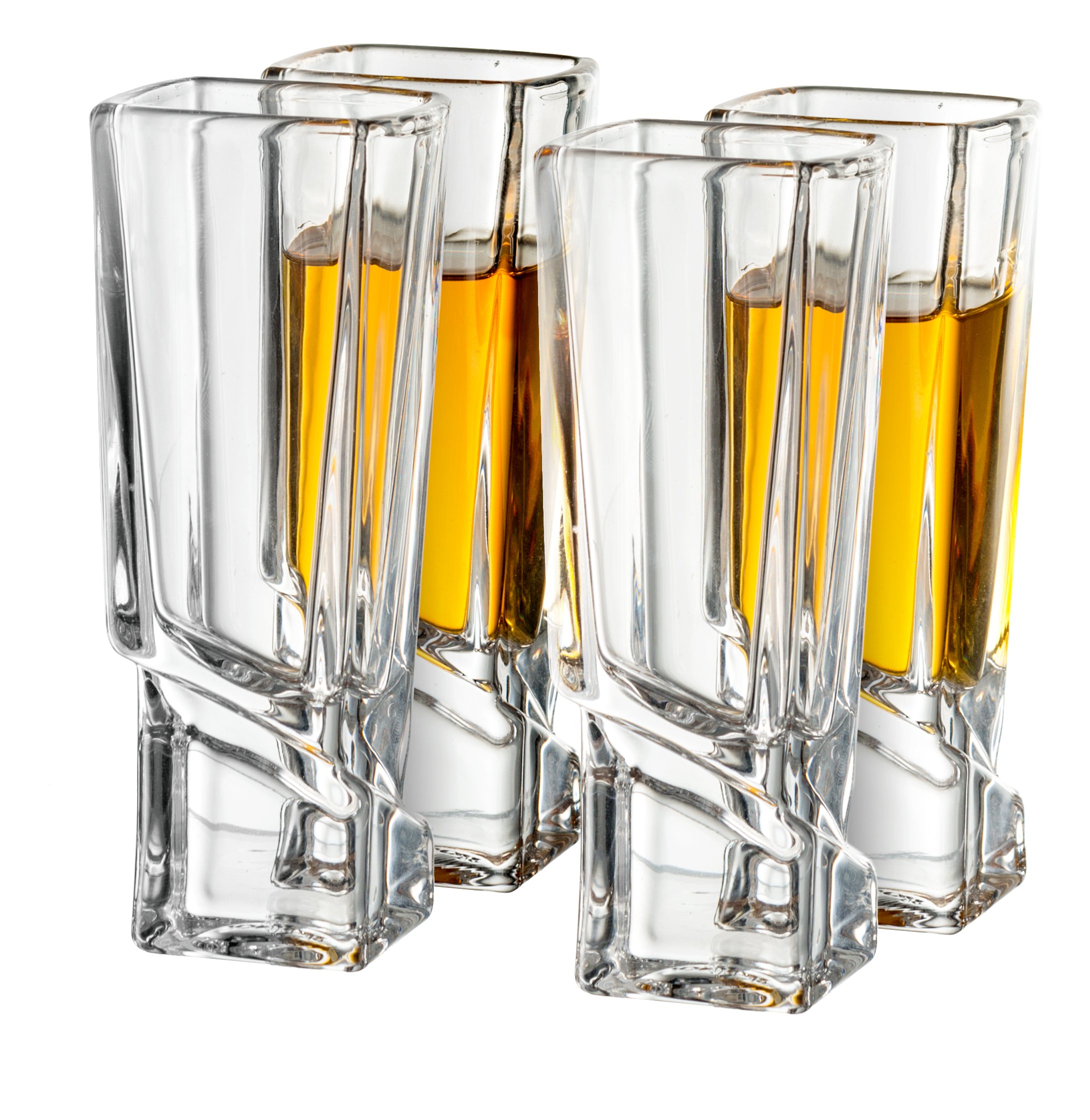 JoyJolt Carre Shot Glasses Square Heavy Base Shot Glass Set Of 4, 1.8