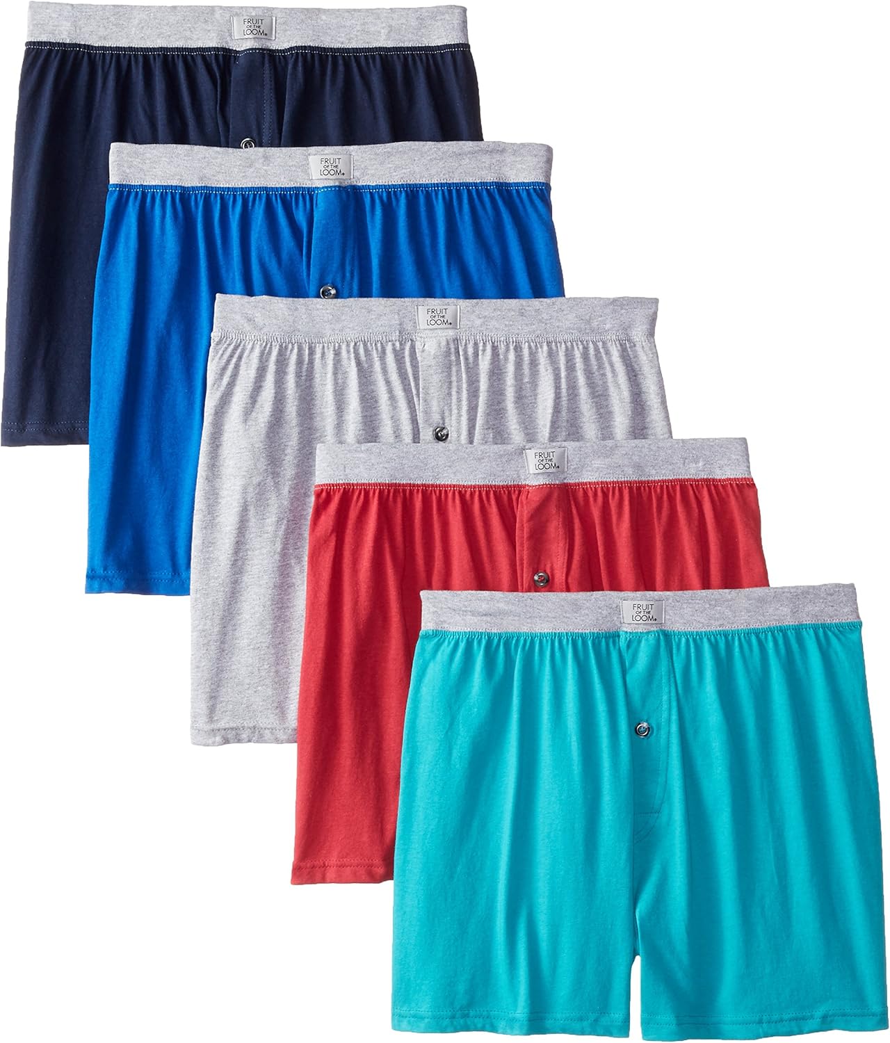 Fruit of the Loom Men's 5Pack Knit Boxer, Assorted Colors, Small