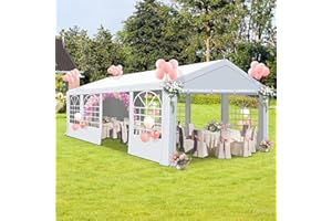 COVERONICS Outdoor Canopy Party Tent, 13'X26' Patio Party Tent with Rollable Sides and 4 Sandbags, Heavy Duty Steel Frame Carport Gazebo Event Tent Perfect for Wedding, Birthday Party, Outdoor Event