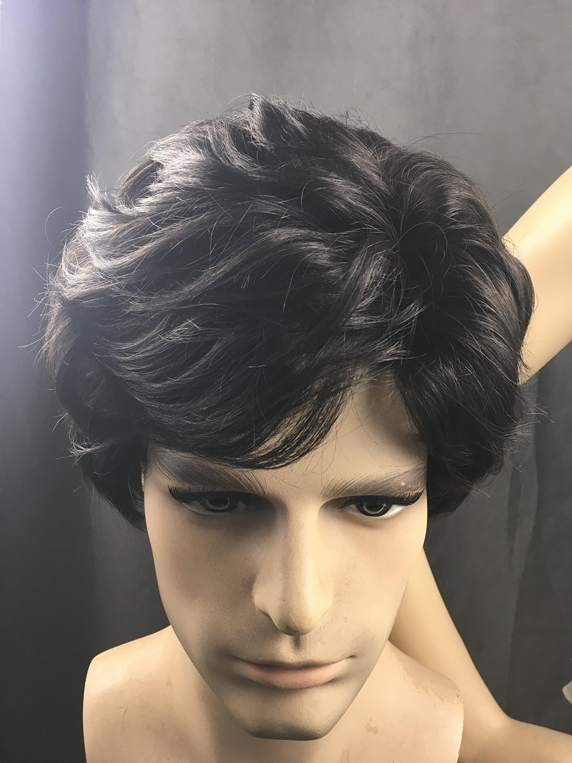 Fashion Comfortable Medium Wave Human Hair Lace Wig for Men (Full Lace-mono Top, Same As Picture)