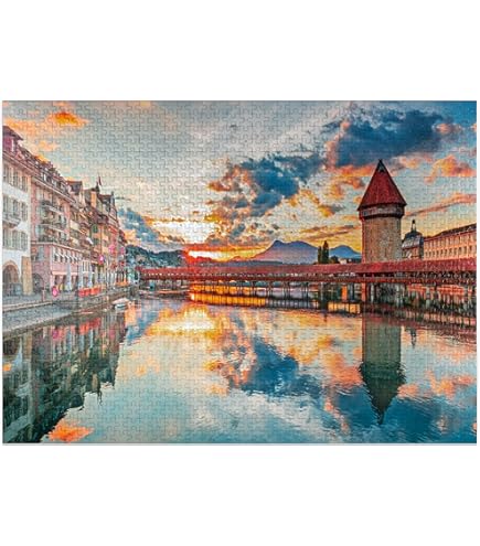 MyPuzzle 1000 Piece Matterhorn Switzerland Art Deco Jigsaw Puzzle - Premium Adult Puzzle