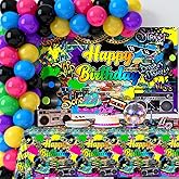 Lecheme 80s Party Decorations 80s 90s Theme Birthday Party Decorations Hip Hop Retro Birthday Banner Tablecloth Balloons Back to The 1980s Party Supplies