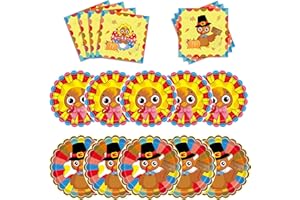 SJJPDYY Thanksgiving Turkey Plate Party Supplies Include 50 Plates, 50 Napkins for The Thanksgiving Day Birthday Party Decoration Serves 50