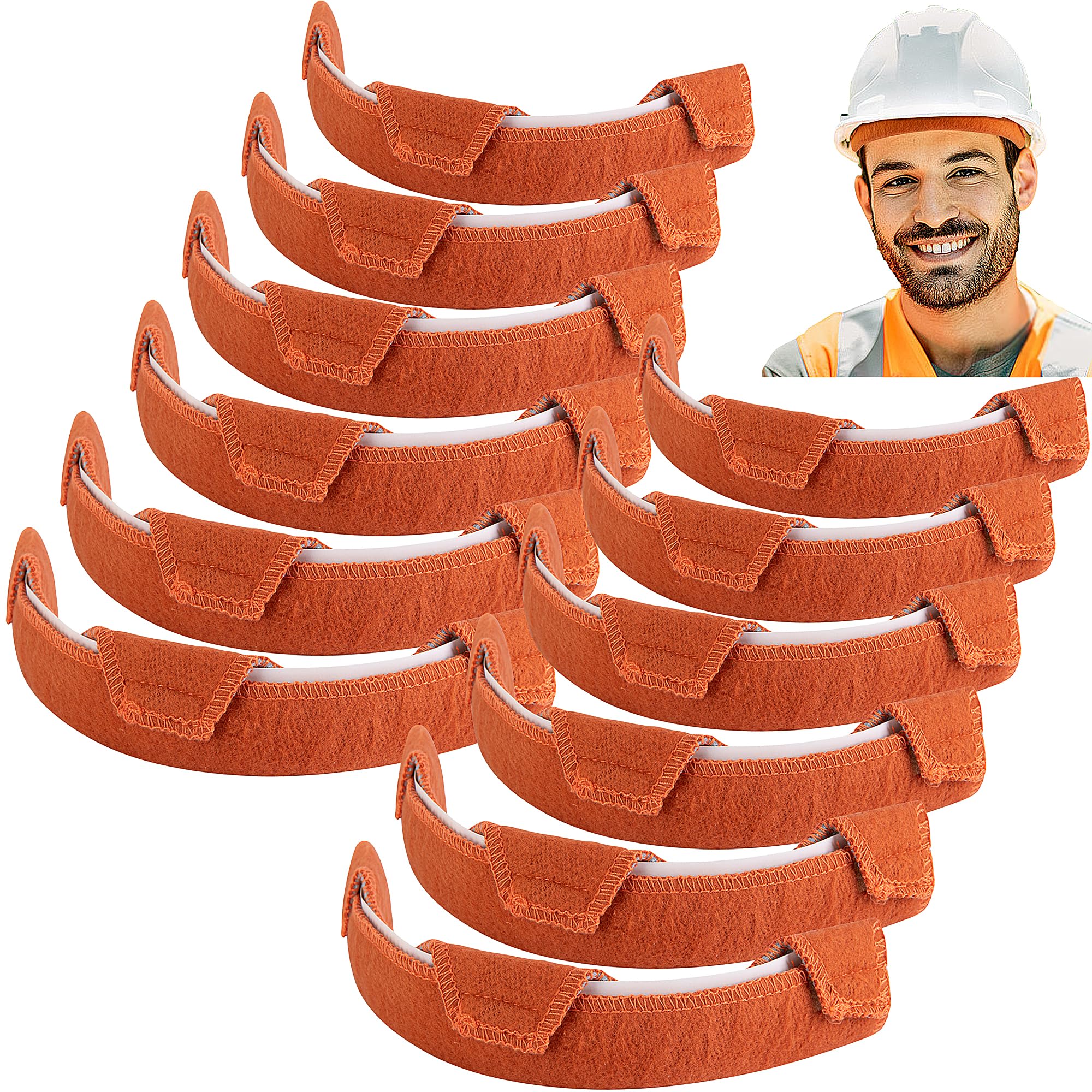 Photo 1 of 12 Pcs Hard Hat Sweatband- Cotton Washable Hard Hat Self Adhesive Sweat Band Liner- Reusable Hard Hat Helmet Sweat Pads for Hard Hat Accessories