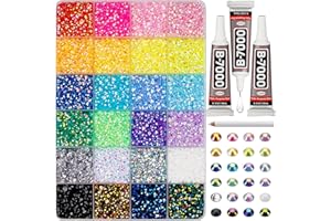 WORTHOFBEST 16000Pcs Rhinestones for Bedazzling, 4mm Bedazzler Kit with Flatback Rhinestones for Clothes Crafting Crafts Nails Clothing, Flat Back Resin Rainbow Colorful Colored Crystal with B 7000 Glue Clear