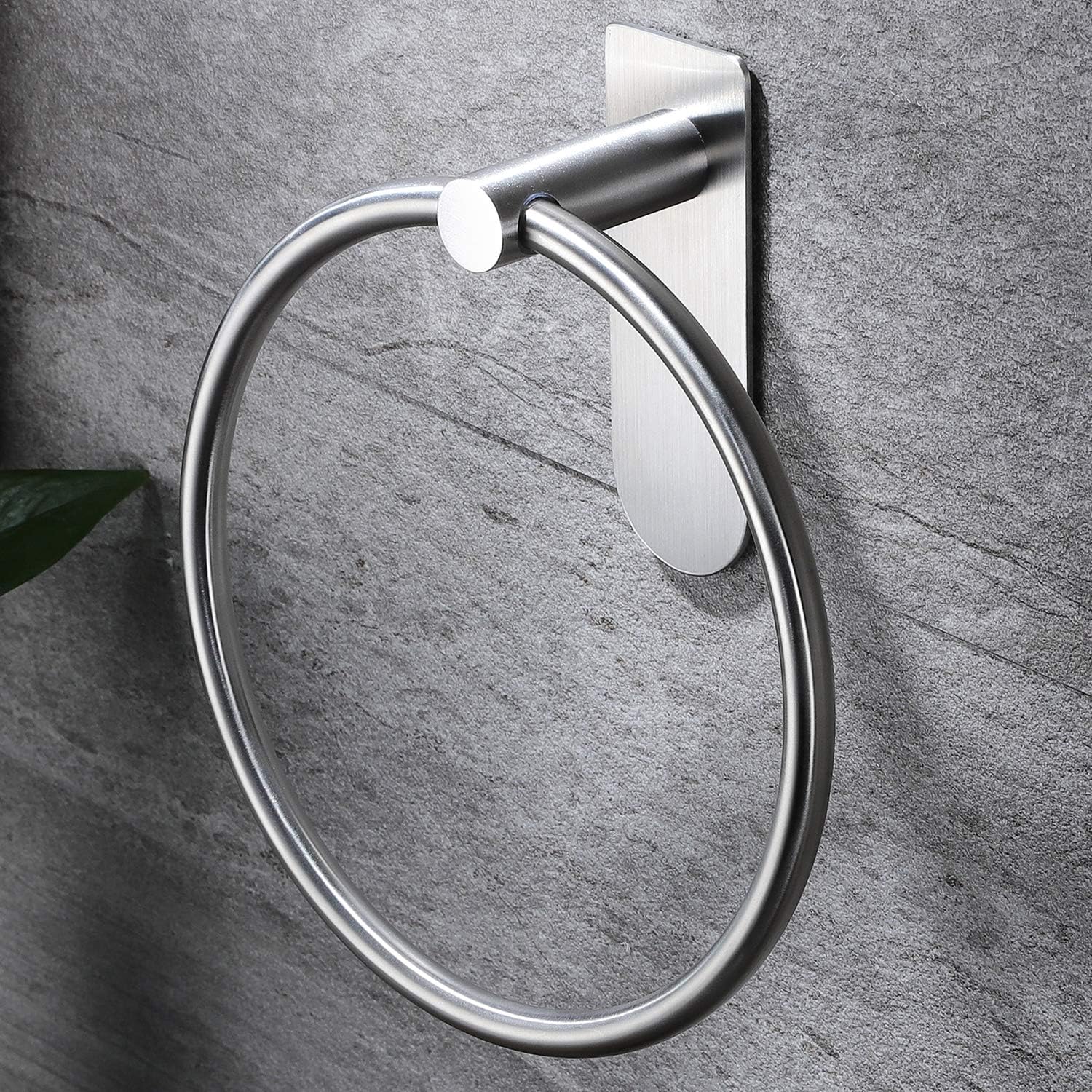 Taozun Towel Ring/Hand Towel Bar - Self Adhesive Towel Holder Black Stainless Steel Round Towel Hanger for Bathroom: Home & Kitchen