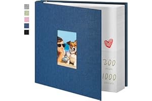Yopih Photo Album 4x6 1000 Pockets Large Capacity Photo Albums with Linen Cover Picture Albums for Family, Wedding, Baby, Photo Book Holds Vertical Pictures Blue