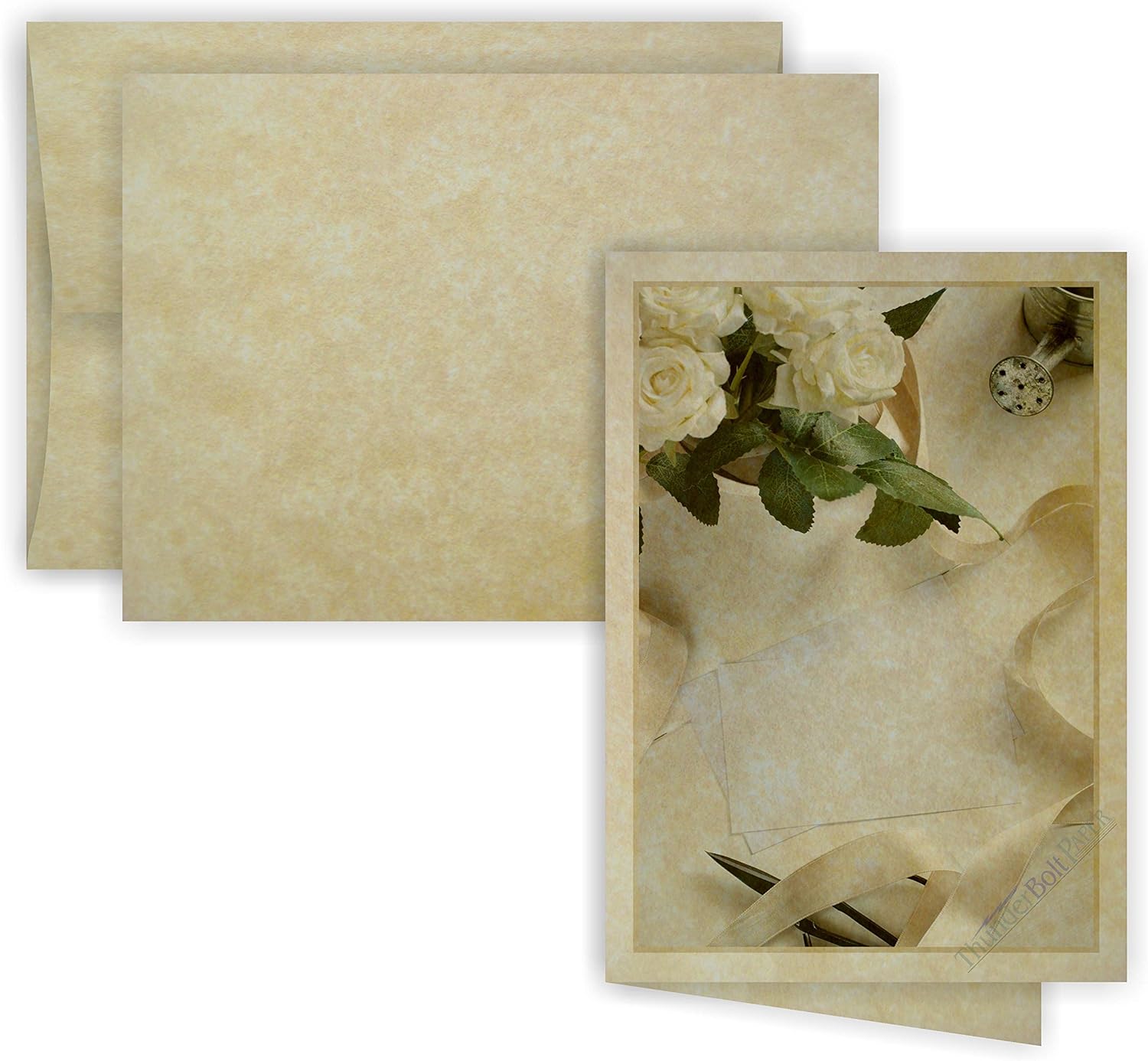 4X6 Folded Size with A-6 Envelopes - Aged Parchment - 25 Sets (6X8 Cards Scored to Fold in Half) Matching Pack - Invitations, Greeting, Thank You, Notes, Holidays, Weddings, Birthdays, Announcements : Office Products
