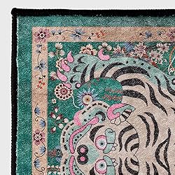 Tibetan Tiger Hallway Runner Rug 2x5 ft Vintage