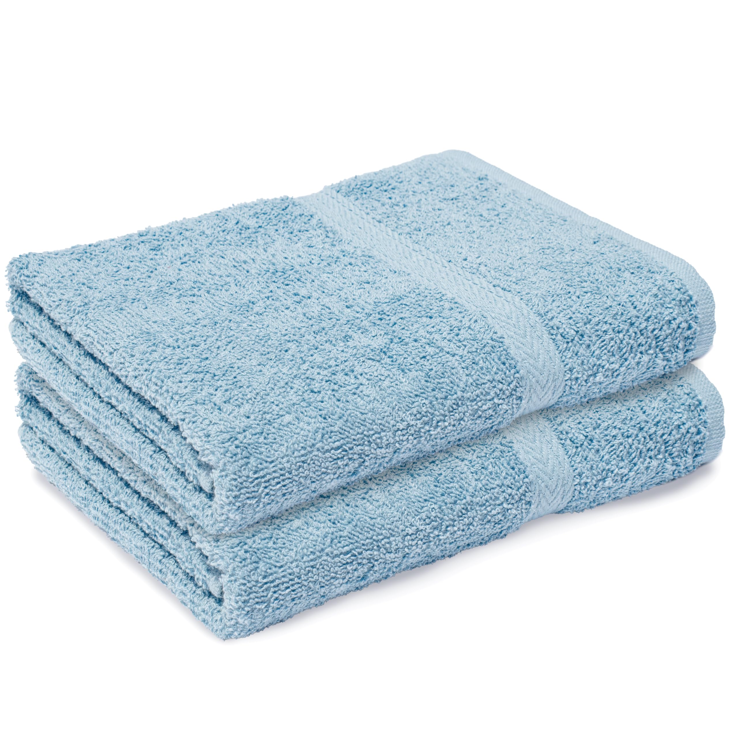 Makooz Large Bath Towels Set - 2 Pc Pack Premium Style 100% Egyptian Cotton 500 GSM - Highly Absorbent - Quick Dry - Super Soft Feel Bathroom Linen for Home, Hotel, Spa & Daily Use (Skyblue 70x120CM)
