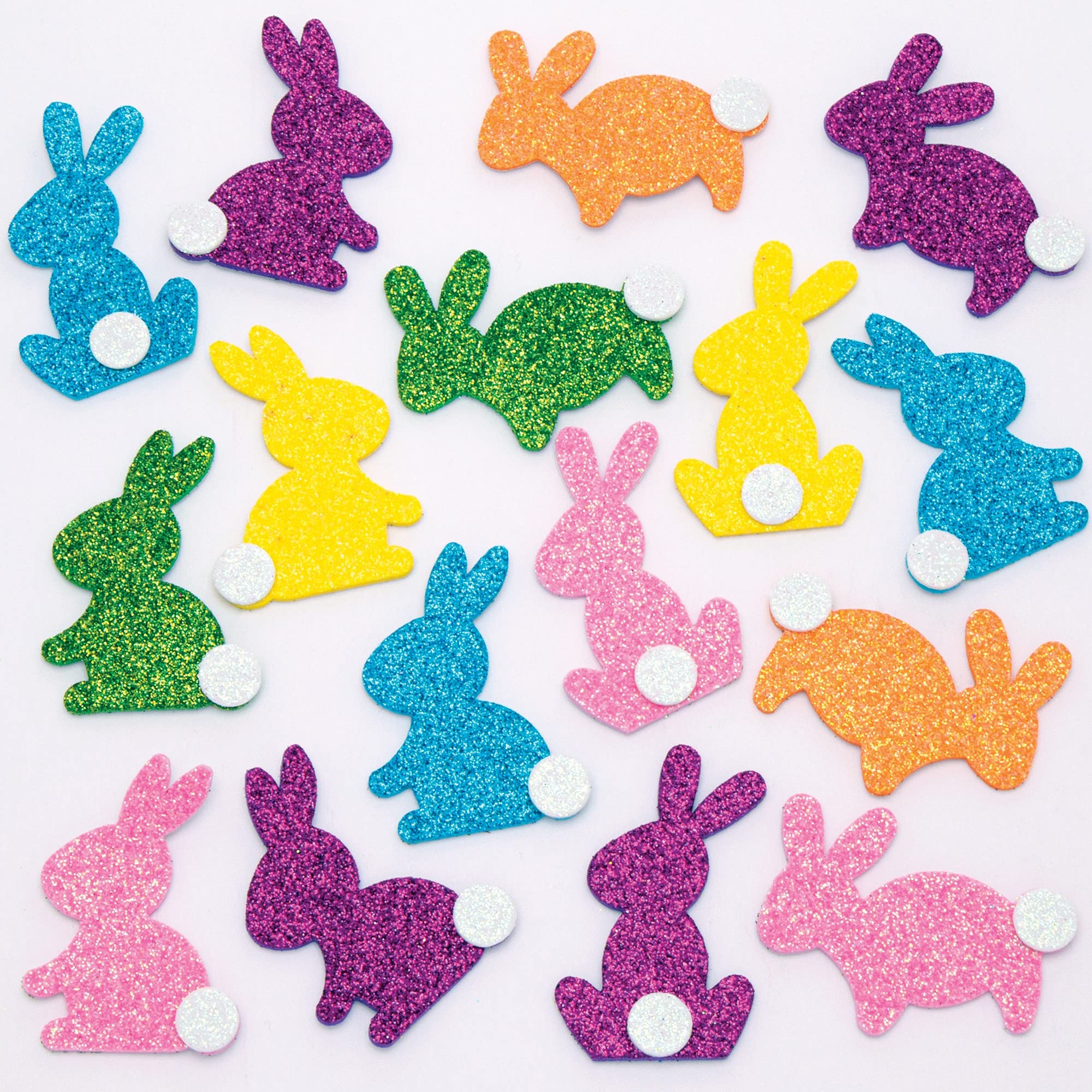 Baker Ross Häschen Glitter Schaumstoff Sticker - 120 Stück, Oster Glitter Schaumstoff Aufkleber für Kinder zum Basteln, Gestalten und Dekorieren (FC634) — image 1