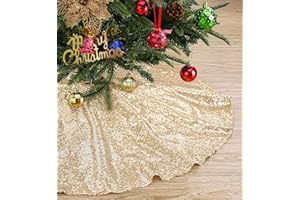 B-COOL Christmas Tree Skirt 24 Round Champagne Small Tree Skirt Sparkle Xmas Ornaments New Years Party Indoor Outdoor Decorations