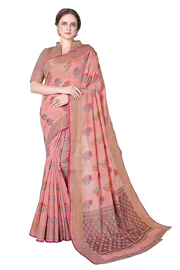 Women's Pure Cotton Kanjivaram Silk Sarees with Blouse Piece