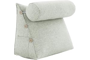 VERCART Bed Wedge Pillow Adjustable Reading Throw Cushions for Sleeping Triangular Bedrest Lumbar Neck Back Support Pillows with Removable Linen Cover, White 23.5 Inches