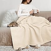 Organic GOTS Certified Cotton Blanket, Twin/Twin XL - 350 GSM, Antistatic, Fuzzy Soft, Lightweight, Sofa, Camping & Travel, All-Season Herringbone Throw, Ivory/Cream + Stylish Bonus Tote Bag