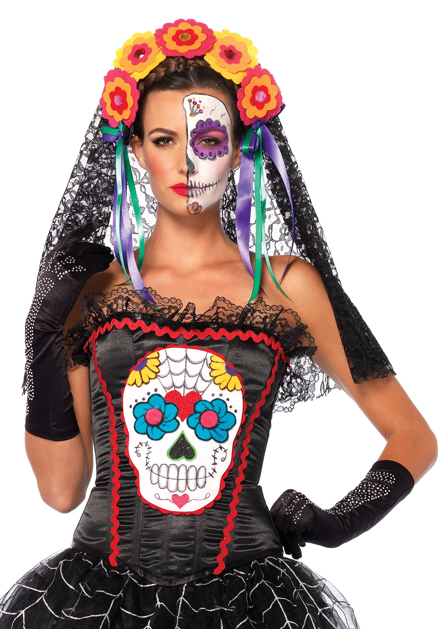 Leg Avenue Sugar Skull Bustier, Black, Large
