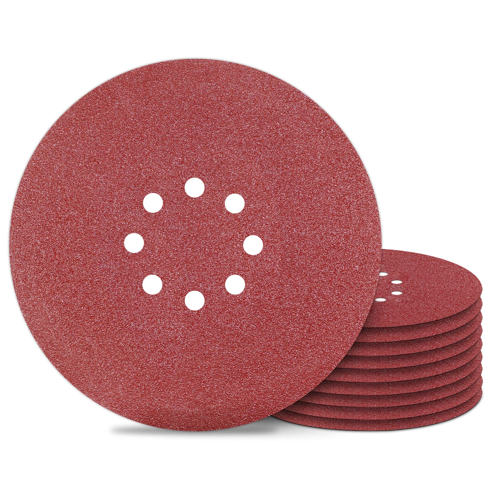 9 inch Sanding Discs 8 Holes 60 Grit Hook and Loop Disc 225mm Sanding Pads 10PCS for Drywall Sander