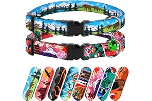 Murom Breakaway Cat Collar 2PCS Set Adjustable Pattern Nature Safety Print Pet Collars for Cats Kitten Girl Boy (Alaska + Japan)