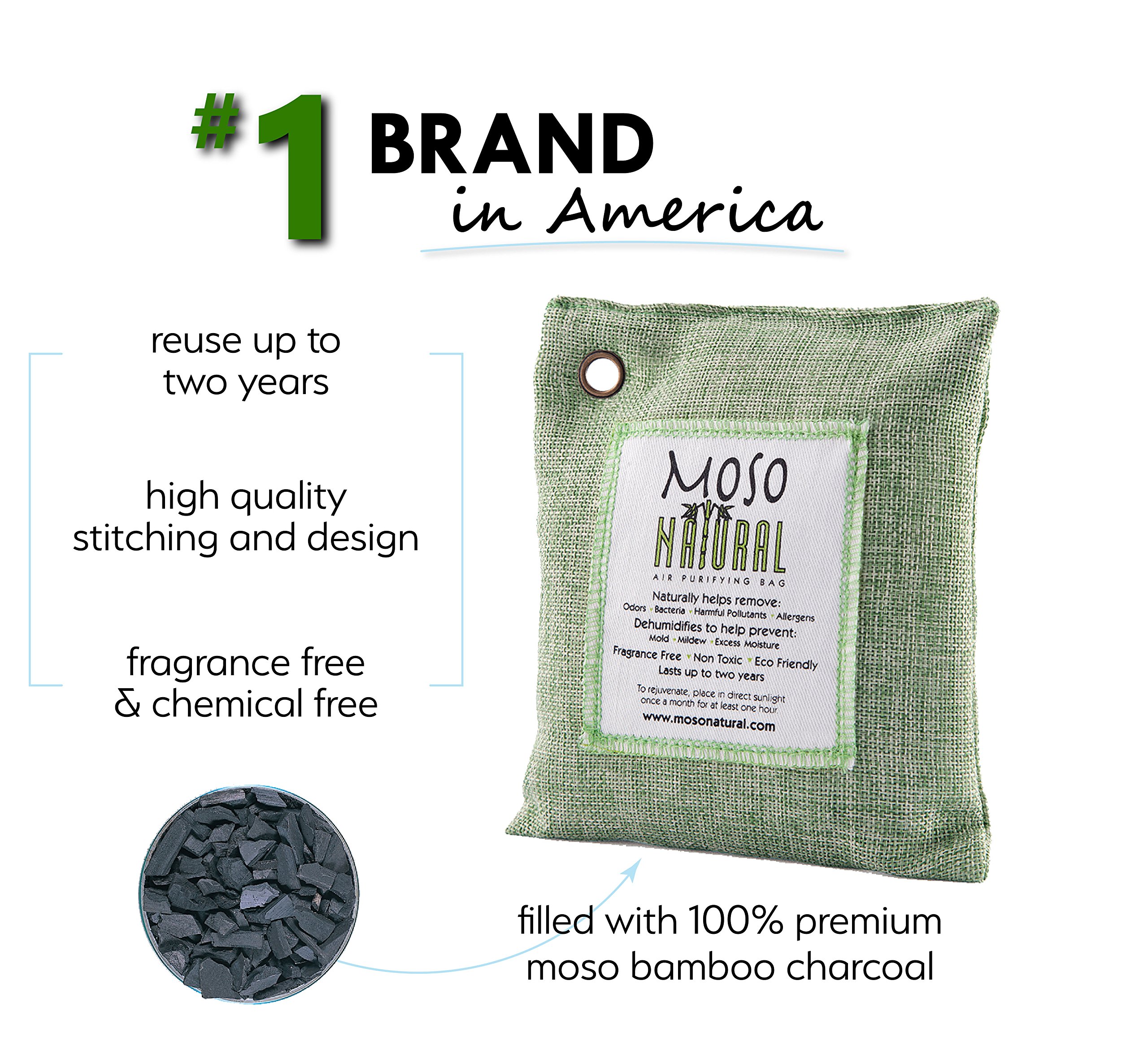 MOSO NATURAL Air Purifying Bag. Odor Eliminator, Odor Absorber for Cars