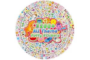3200+ Stickers for Kids, 3D Puffy Stickers, 64 Different Sheets, Cute Animals Stickers for Boys Girls Teachers, Classroom Rew