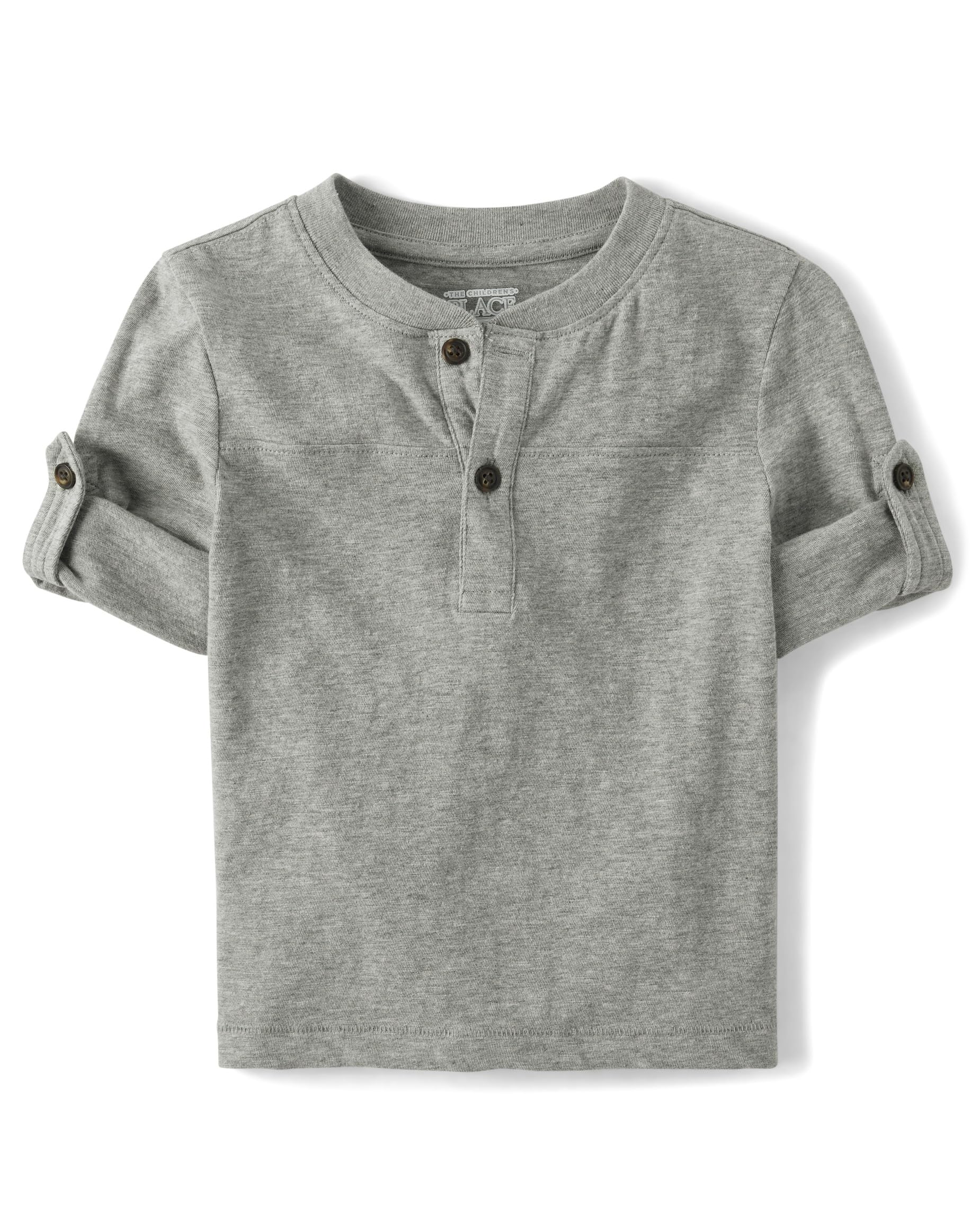 Photo 1 of 0/6m. The Children's Place,and Toddler Long Sleeve Rolled Cuff Henley Shirt,6-9 Months Smoke Grey