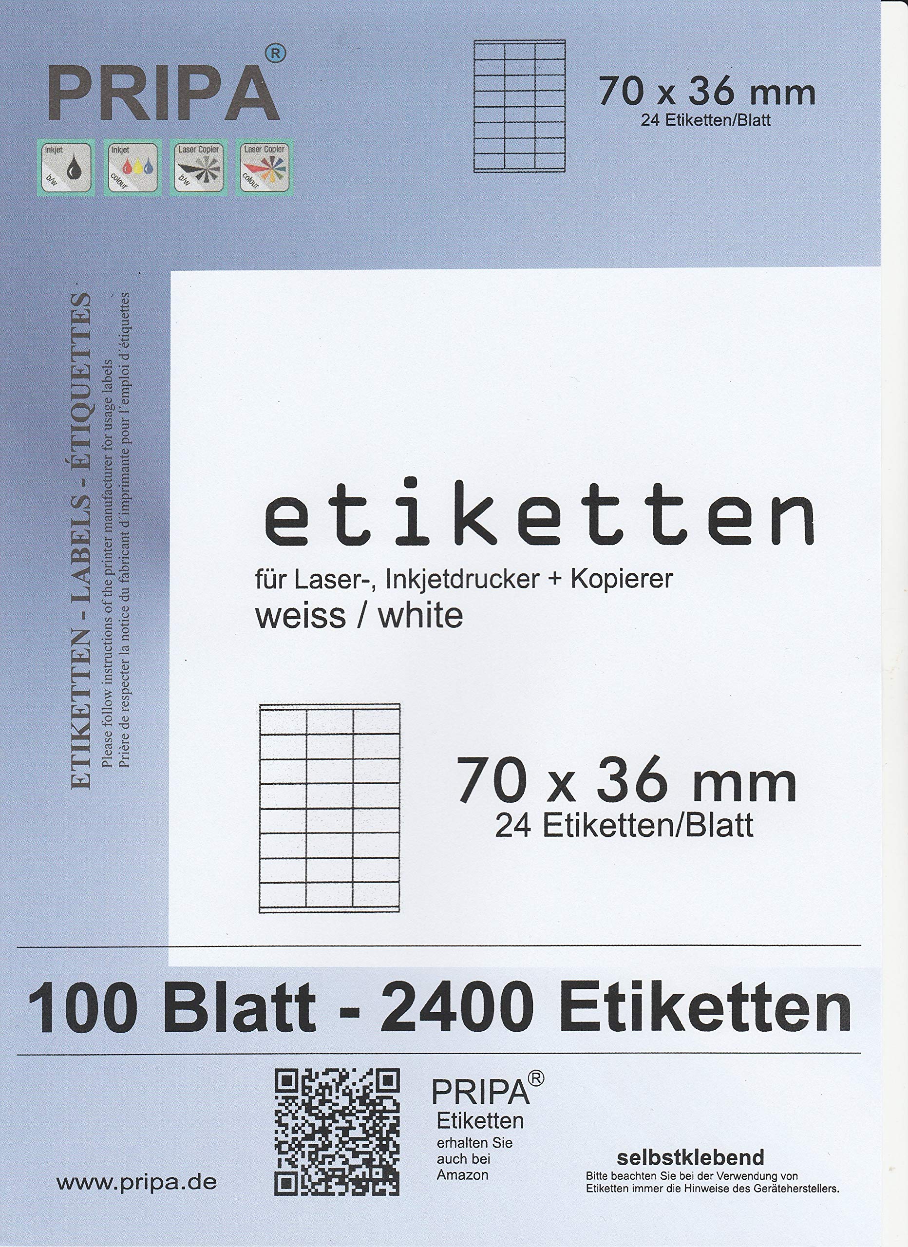 Pripa Self-Adhesive Labels LABEL Format 70 x 36 mm 100 Sheets of A4 Self-Adhesive Labels, DHL Post
