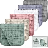 Looxii Muslin Burp Cloths 100% Cotton Muslin Cloths Large 20''x10'' Extra Soft and Absorbent 6 Pack Baby Burping Cloth for Boys and Girls(Multicolor)