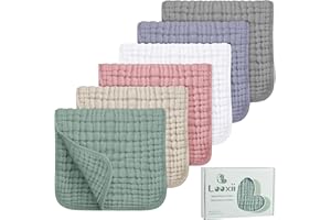 Looxii Muslin Burp Cloths 100% Cotton Muslin Cloths Large 20''x10'' Extra Soft and Absorbent 6 Pack Baby Burping Cloth for Boys and Girls(Multicolor)