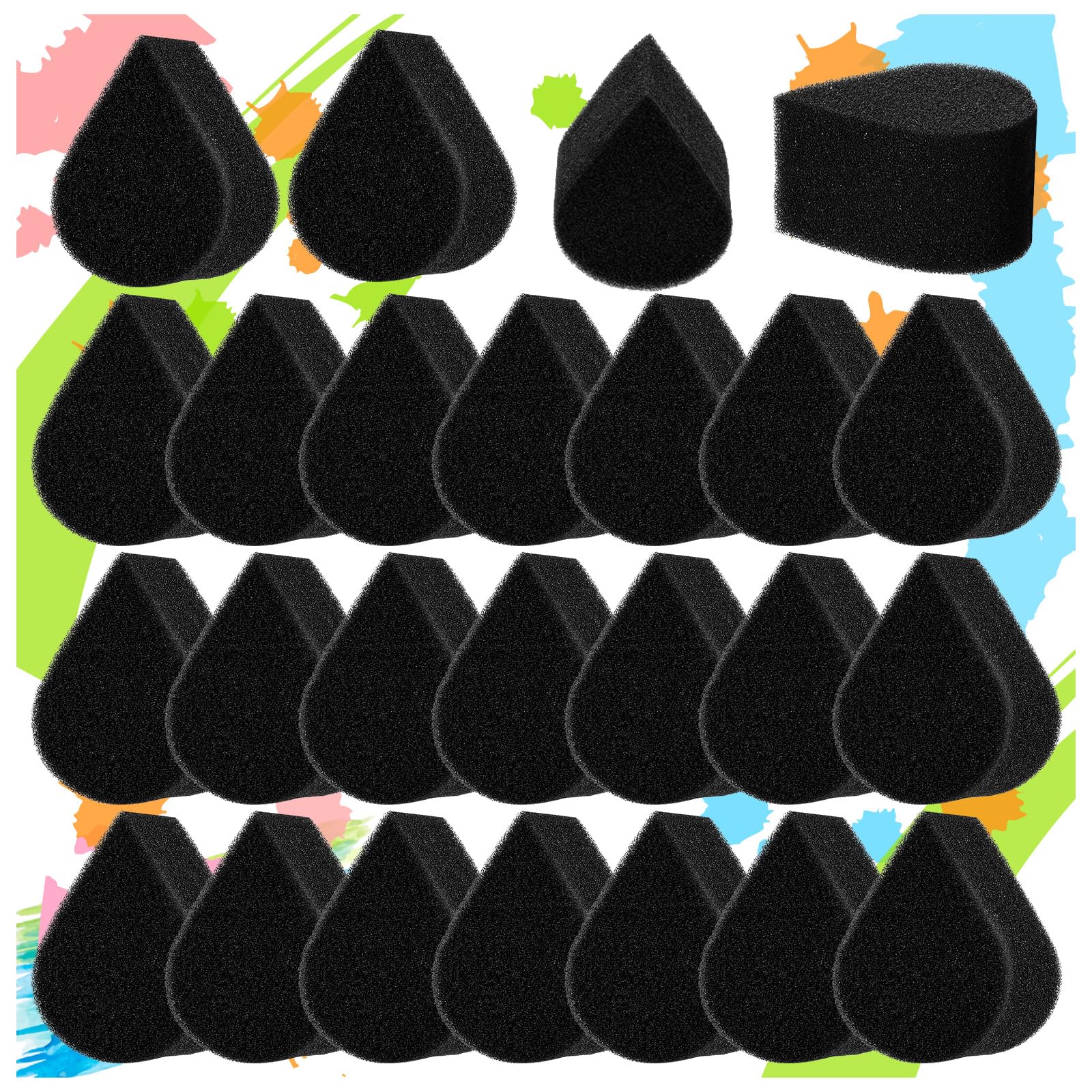 Photo 1 of 25 Pcs Face Paint Sponges for Kids and Adults Face Painting, Water Droplet Shape Face Makeup Use Paint Sponges, Black Face Painting Kit Professional for Valentine's Day Gifts, Halloween Make Up Supply