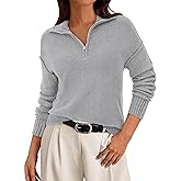 PRETTYGARDEN Women's Fall Quarter Zip Pullover Sweaters 2026 Dressy Casual Long Sleeve V Neck Collared Knit Jumper Tops