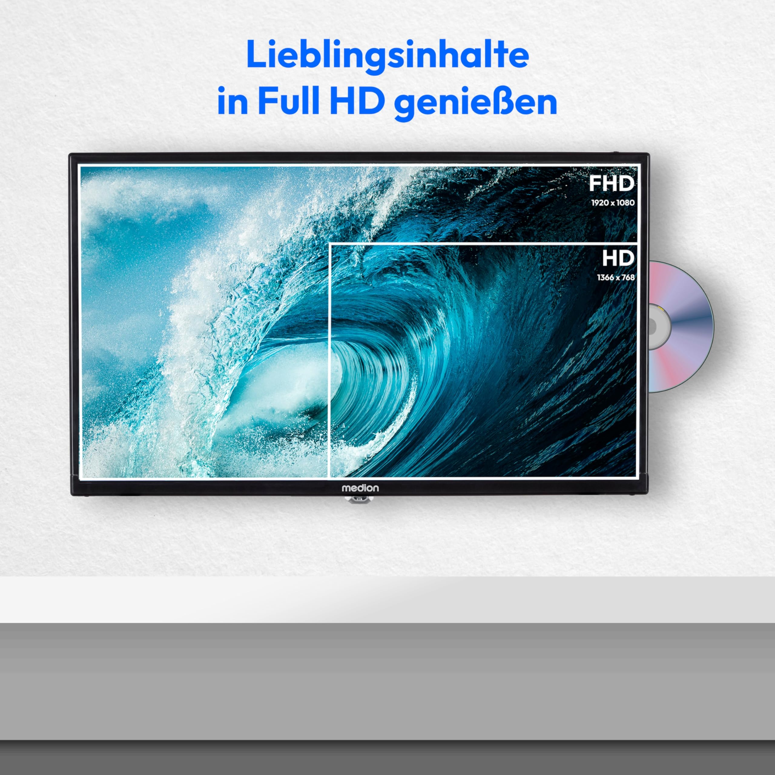 MEDION 59,9 cm (24 Zoll) Full HD Fernseher (integrierter DVD-Player, perfekt für Camping Wohnmobil LKW Garten, 12V KFZ Car-Adapter, Triple Tuner Receiver, HDMI, USB, MD 824001) 4