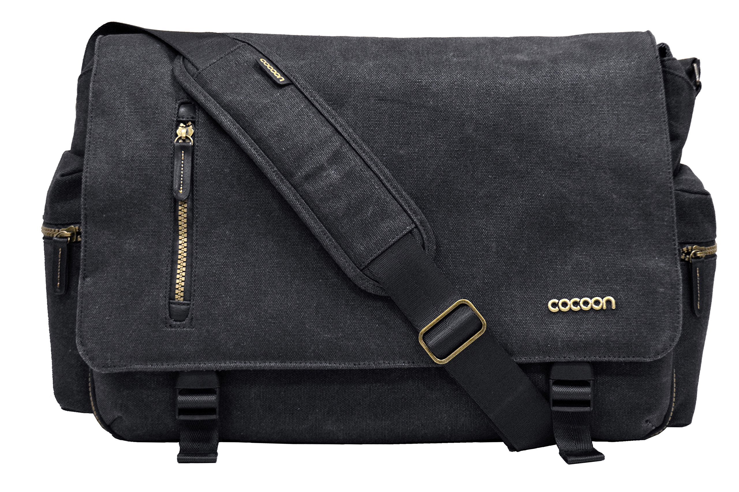 COCOON - Urban Adventure | Shoulder Bag | Frontal Pocket GRID-IT | Laptop Pocket 16", Tablet & Document | Side Pockets | Carry-on Bag Zipper - Black