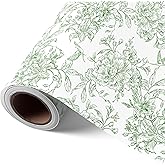 VCOOHM Green Floral Wrapping Paper Roll - 17 Inches x 9.8 Feet - Vintage Green Wrapping Paper for Birthday, Wedding, Bridal Shower, Chrismtas and Mother's Day Gifts