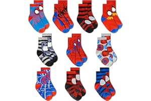 Marvel Spiderman Grip Socks, 10 Pack, Toddler Boys, Ankle Length, Multicolor, Small
