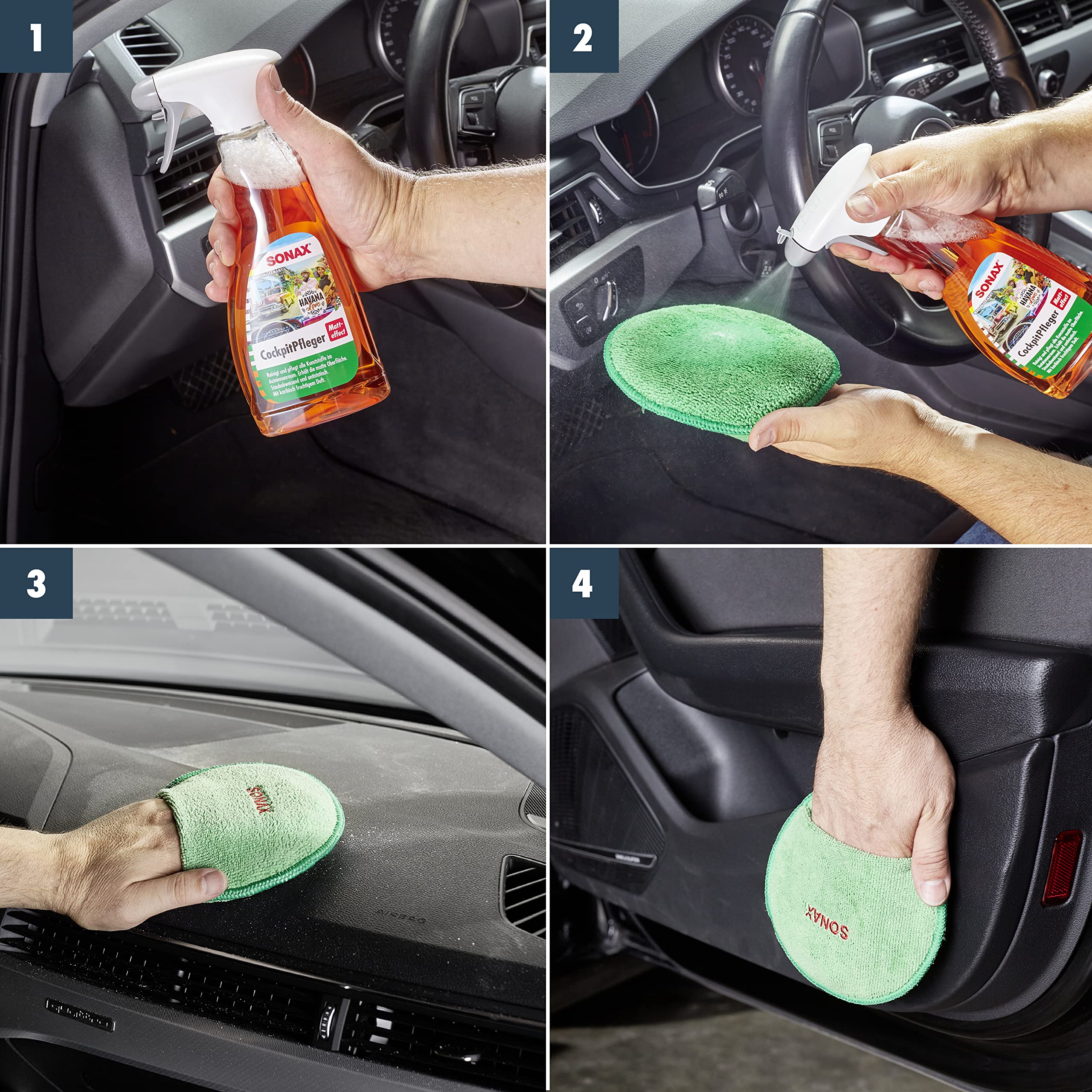 SONAX CockpitPfleger Matteffect Havana Love (500 ml) reinigt und pflegt alle Kunststoffoberflächen im Autoinnenraum | Art-Nr. 03682410 5