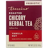 Teeccino Vanilla Nut Herbal Tea - Rich &amp; Roasted Herbal Tea That&rsquo;s Caffeine Free &amp; Prebiotic For Natural Energy, 10 Tea Bags
