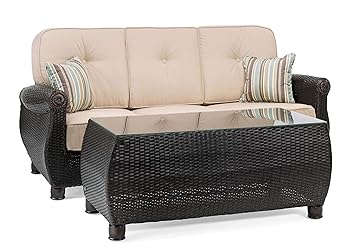 La Z Boy Outdoor Breckenridge Resin Wicker Patio Furniture Sofa